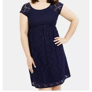 Navy Blue Motherhood Maternity Lace Dress